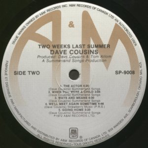 Two Weeks Last Summer Canada reissue side 2 label